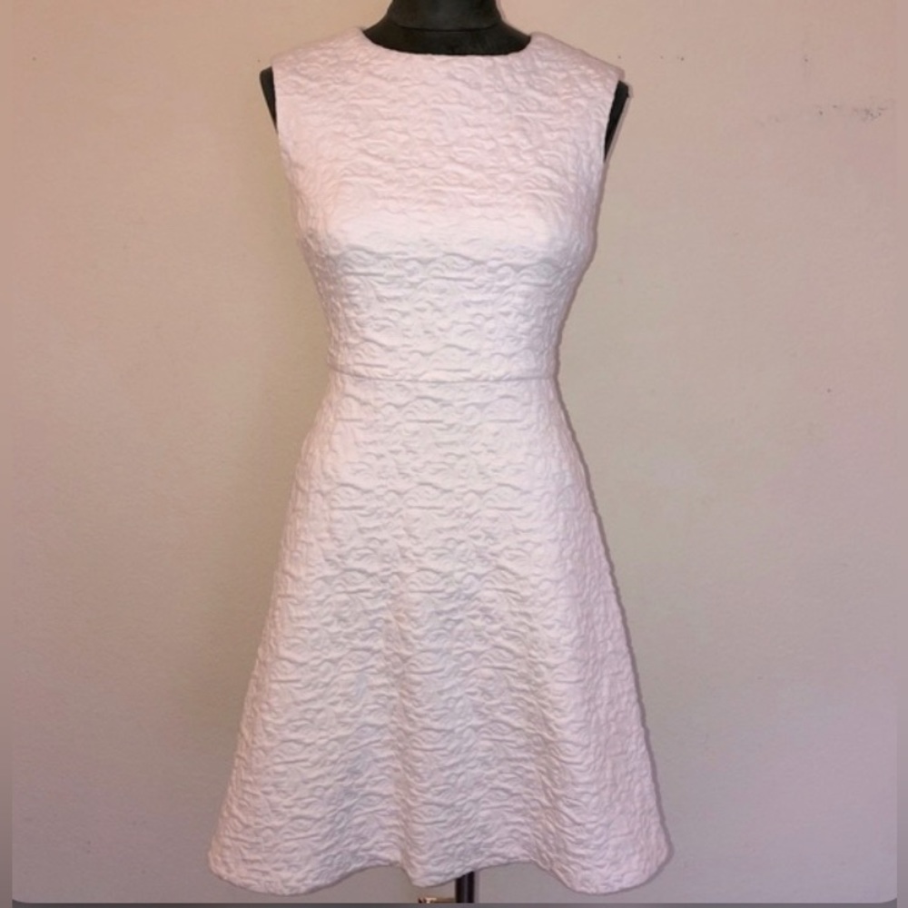 AG Phillips White Textured Fit & Flare dress